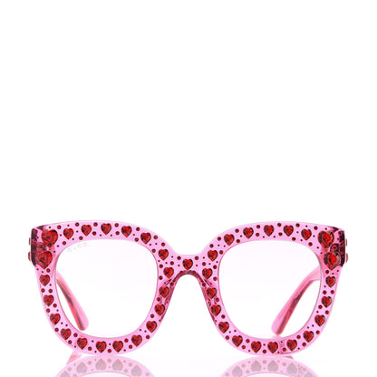 Gucci Acetate Crystal Heart GG0116S Sunglasses Fuchsia 3 of 7