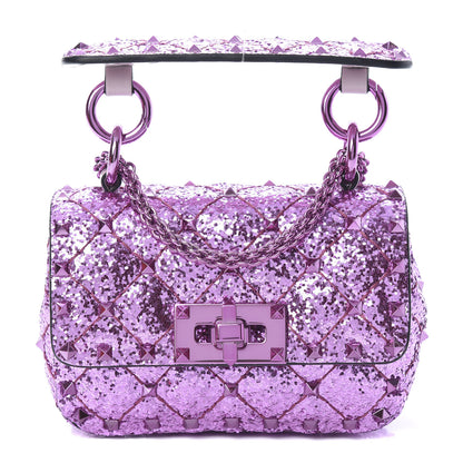 Valentino Garavani Glitter Micro Rockstud Spike Shoulder Bag Water Lilac 1 of 10