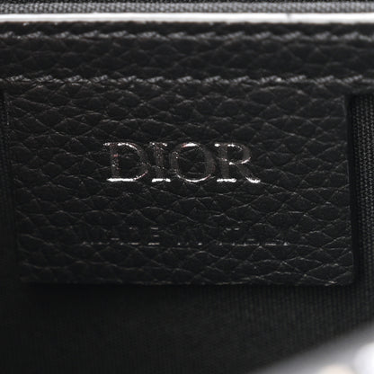 Christian Dior Grained Calfskin Oblique Mini Saddle Messenger Bag With Flap Beige Black 6 of 11