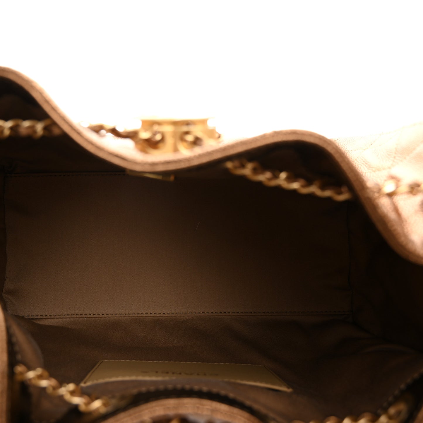 Metallic Caviar Quilted Small Chanel 25 Handbag Bronze
