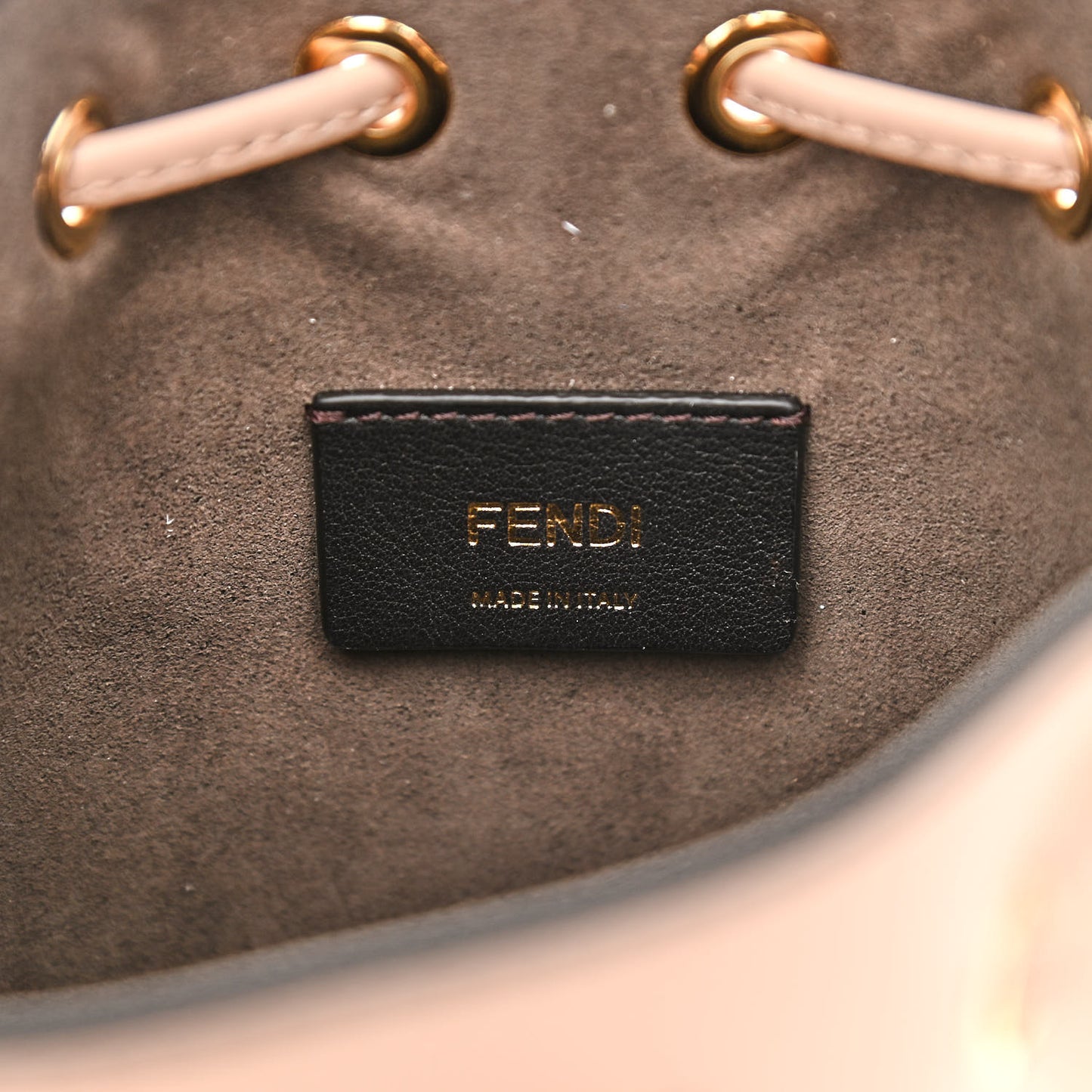 Vitello King F is Fendi Logo Embossed Mini Mon Tresor Bucket Bag Light Rose