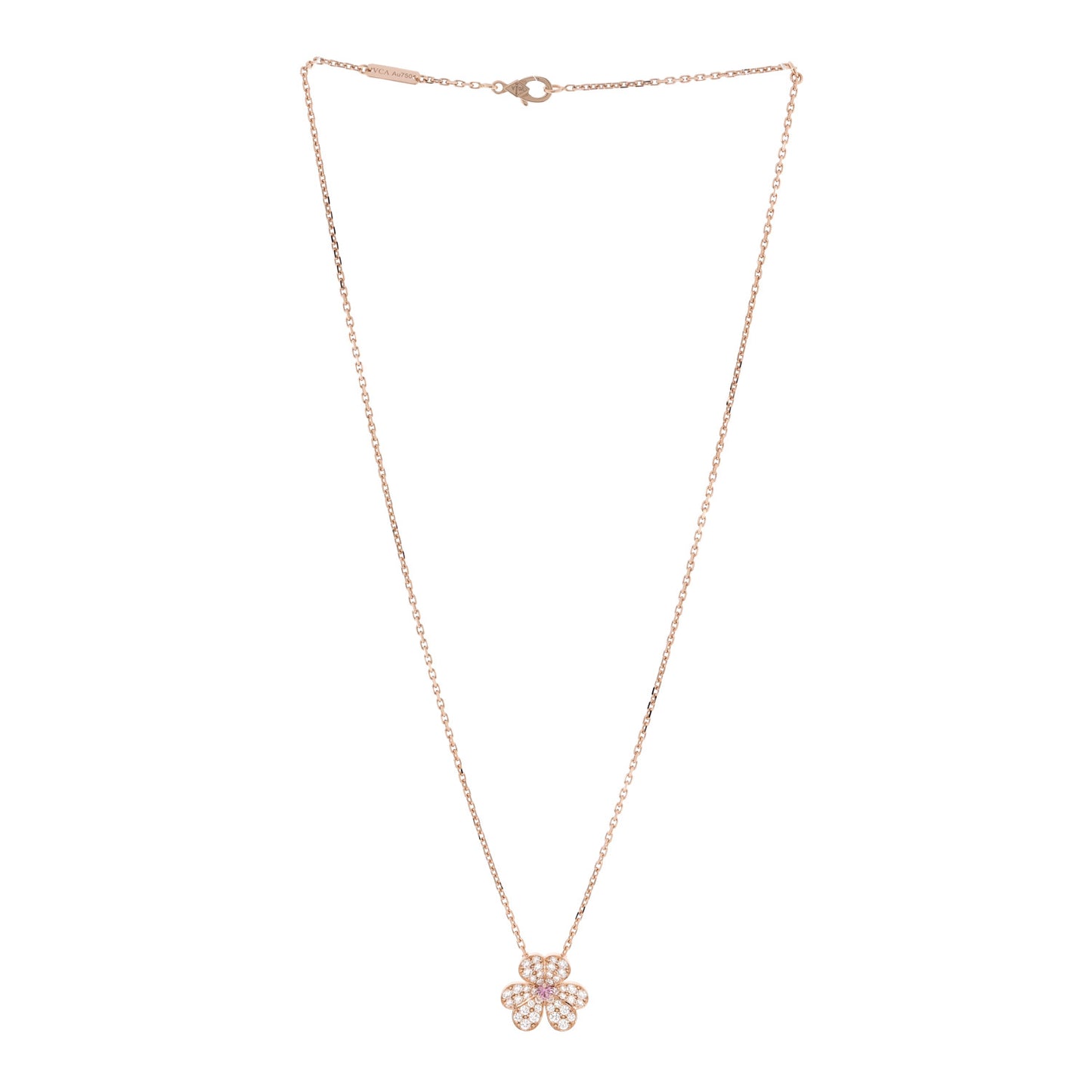 18K Rose Gold Diamond Pink Sapphire Small Frivole Pendant Necklace