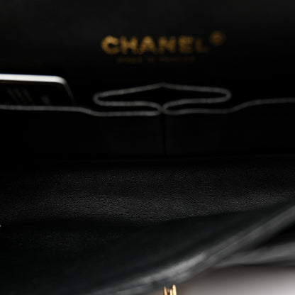 Chanel Matte Caviar Chevron Quilted Medium Double Flap Black 5 of 10