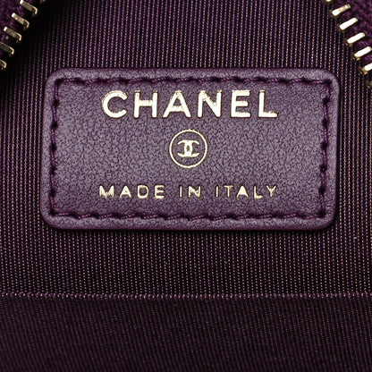 Chanel Goatskin Quilted Chanel 19 Round Clutch With Chain Purple 5 of 10