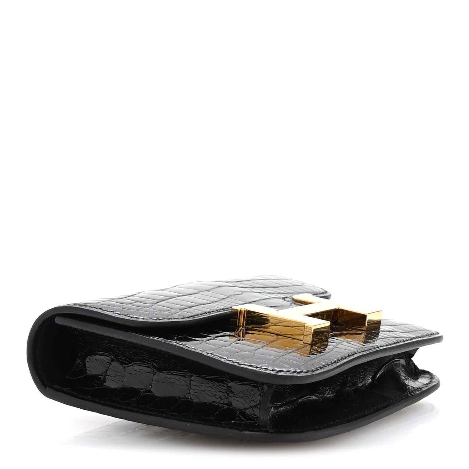 Hermes Shiny Alligator Constance Slim Wallet Black 5 of 9