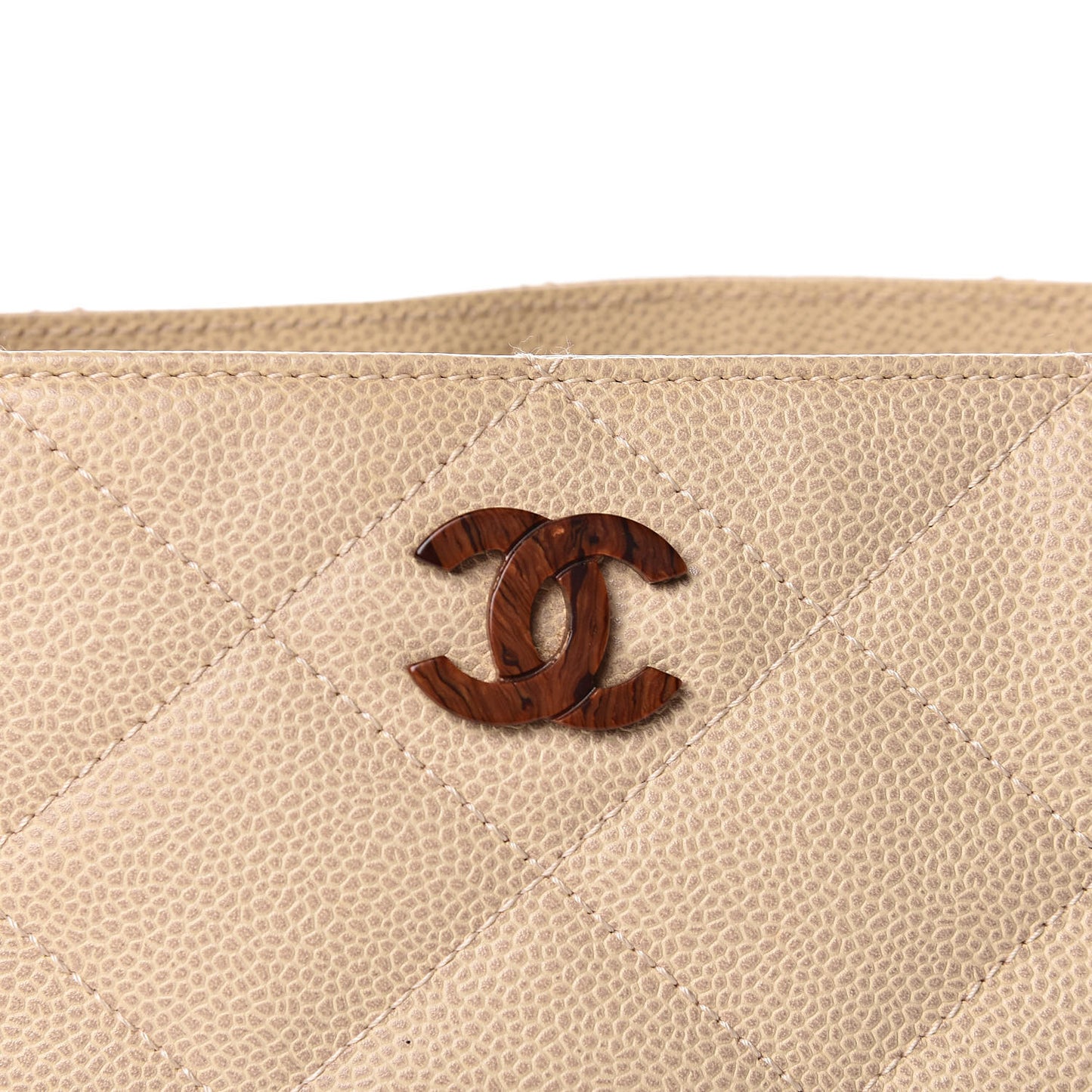 Caviar Quilted Bekko Shopper Tote Beige