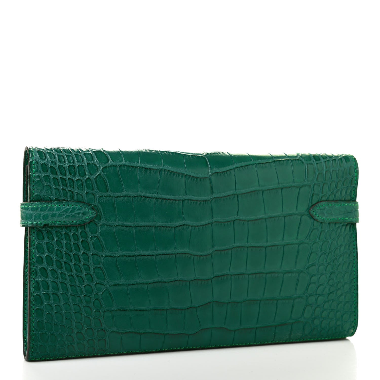 Hermes Matte Alligator Kelly Longue Wallet Malachite 3 of 8