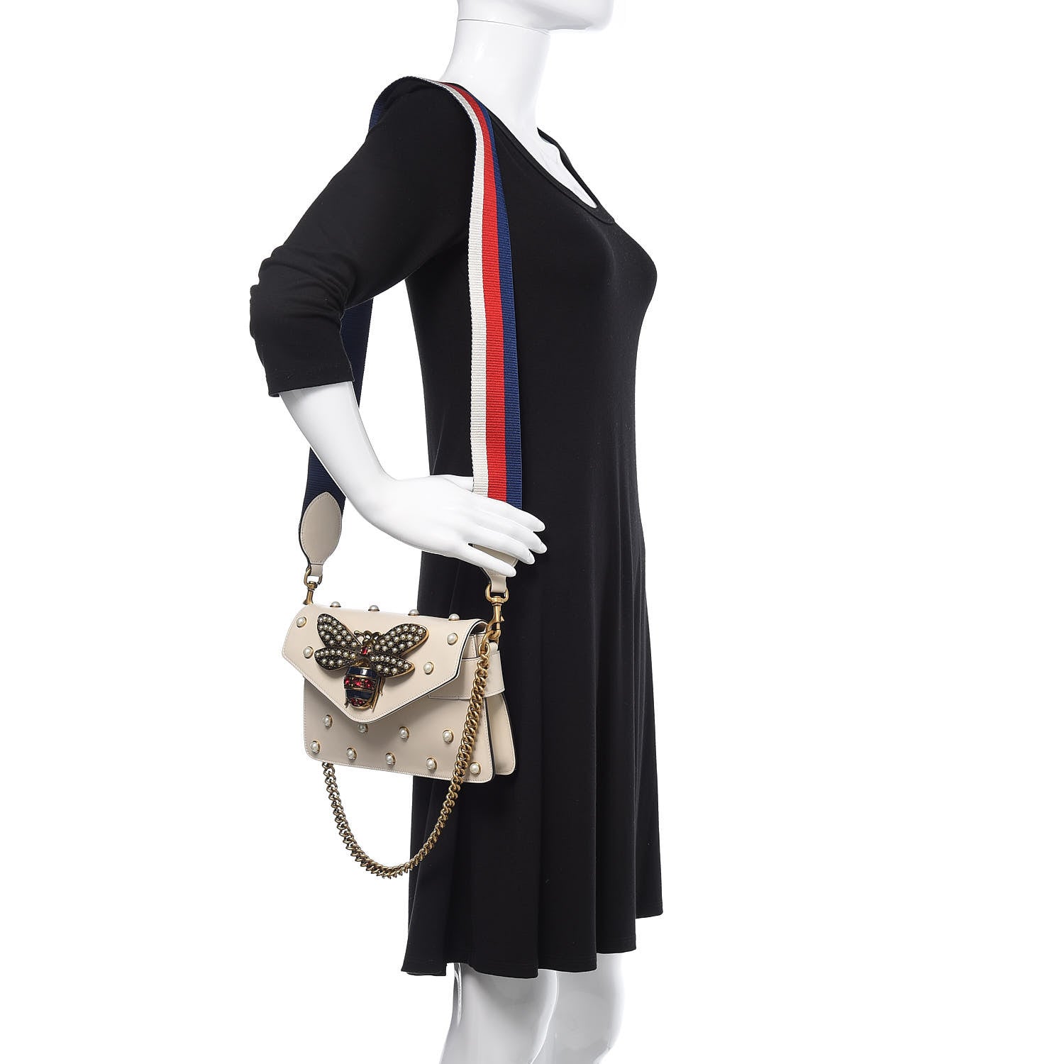 Gucci Nappa Pearl Studded Mini Queen Margaret Broadway Shoulder Bag Mystic White 2 of 10