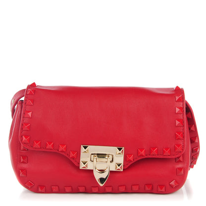 Valentino Garavani Vitello Monochrome Mini Rockstud Flap Saddle Crossbody Bag Rosso Valentino 1 of 6