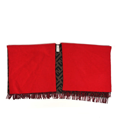 Fendi Wool Cashmere FF Poncho Rosso Tobacco 1 of 6