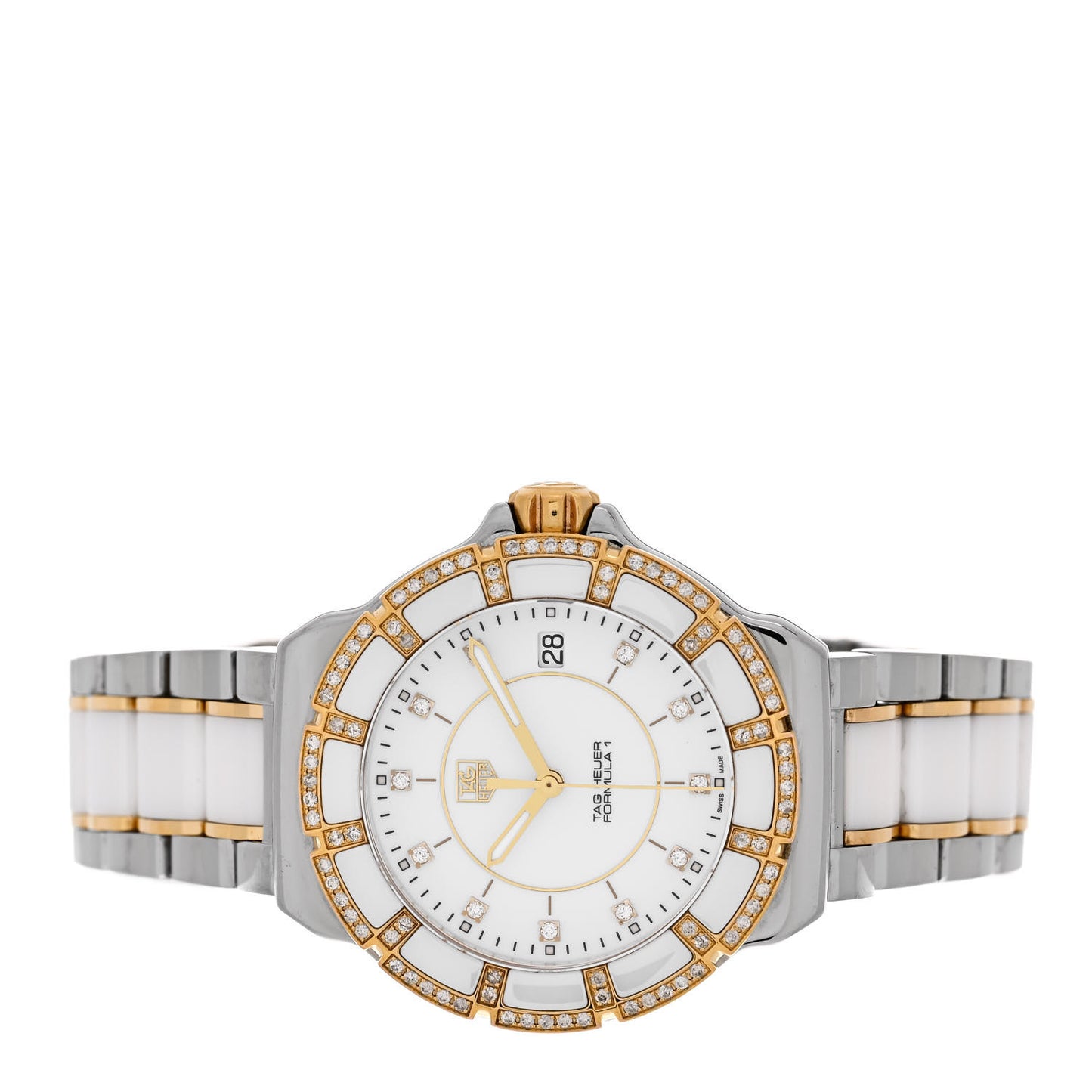 Stainless Steel Ceramic Diamond 34mm Formula 1 Quartz Watch White WAH1221