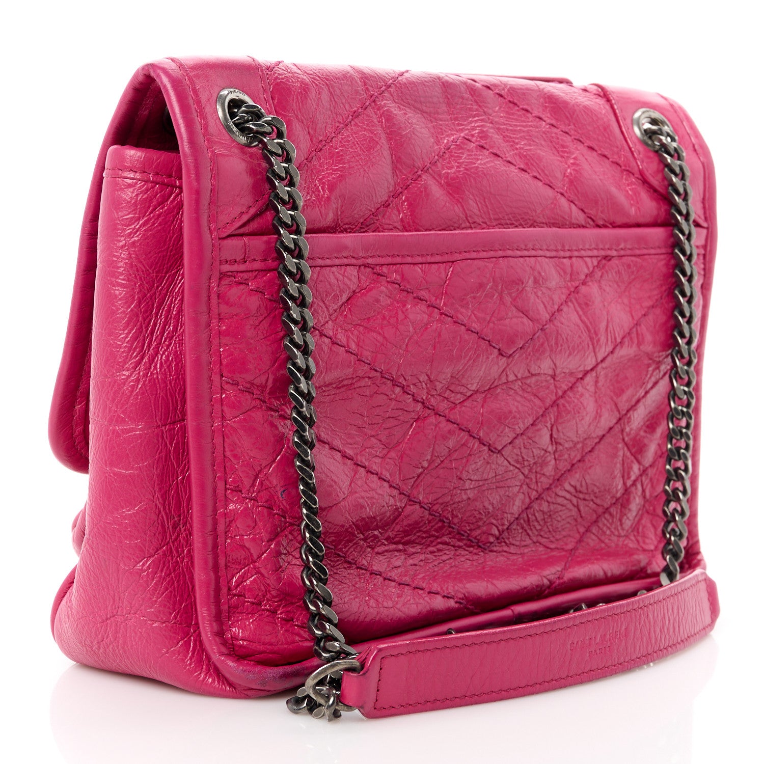 Saint Laurent Crinkled Calfskin Matelasse Monogram Baby Niki Chain Satchel Freesia 3 of 13