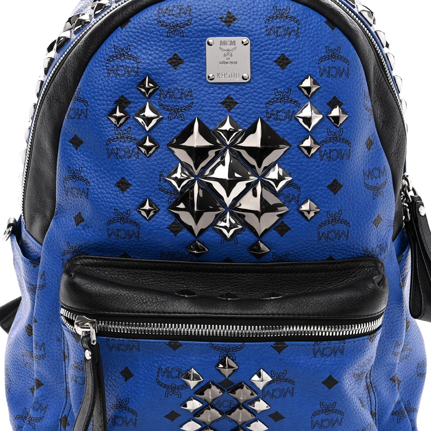MCM Visetos Studded Colorblock Stark Brock Backpack Blue 8 of 10