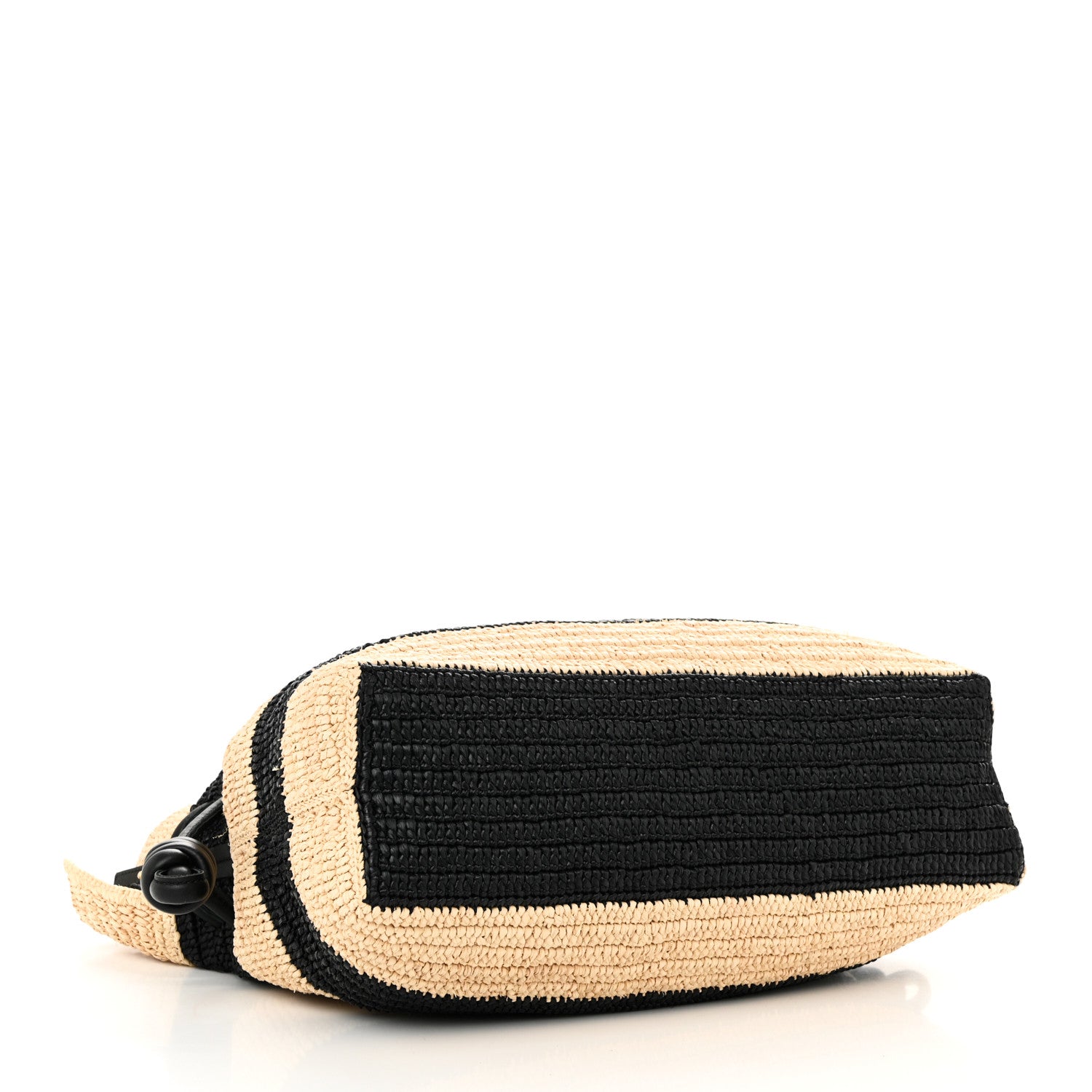 Loewe Raffia Striped Flamenco Knot Shoulder Bag Black Natural 4 of 10