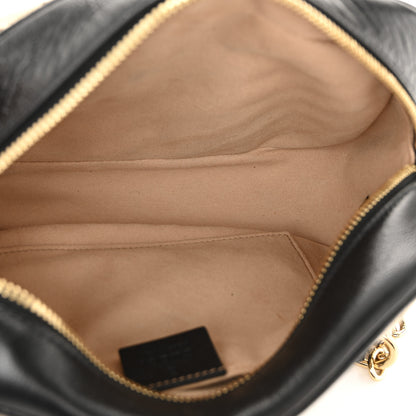 Gucci Monogram Matelasse Diagonal Small GG Marmont Chain Shoulder Bag Beige Black 5 of 11