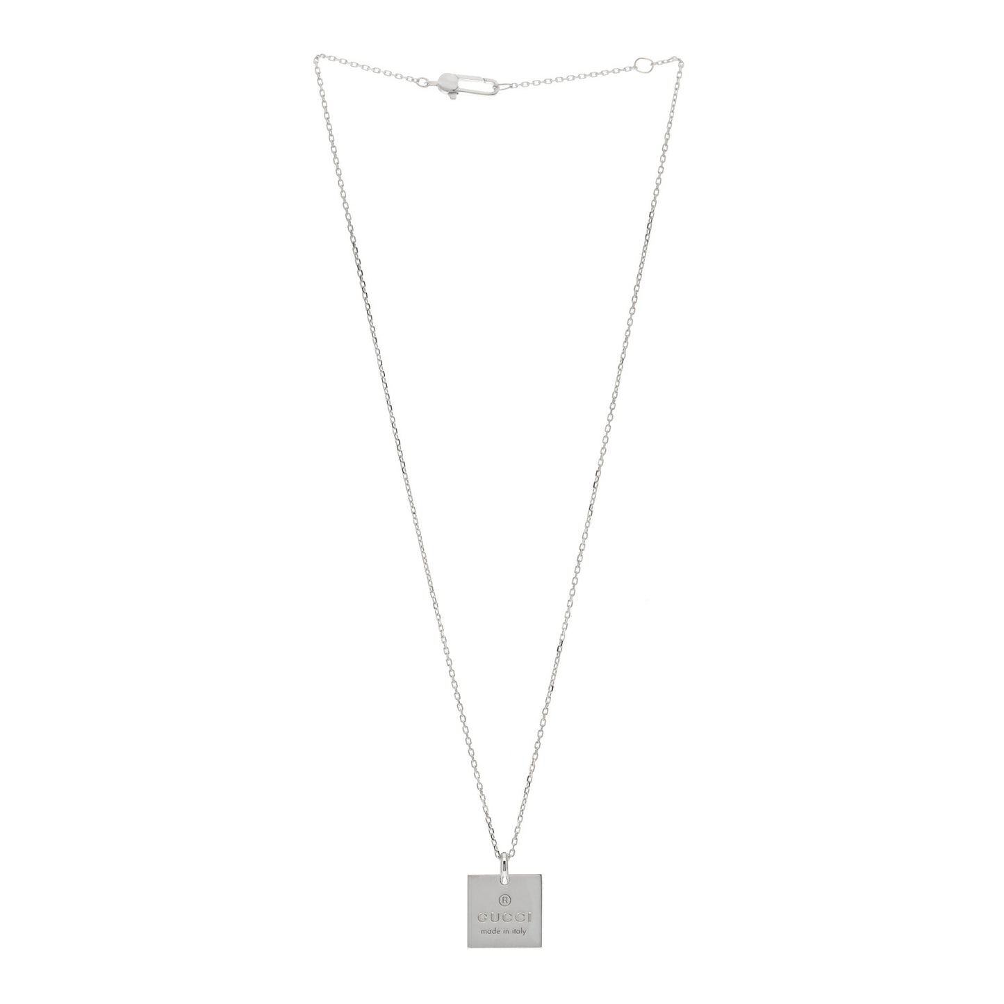 Sterling Silver Trademark Logo Square Pendant Necklace