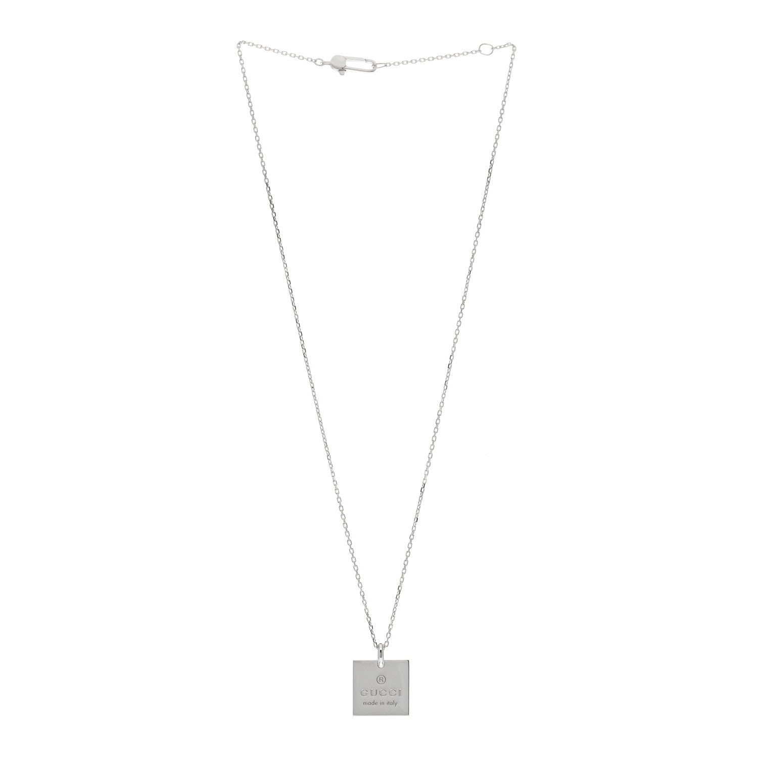 Gucci Sterling Silver Trademark Logo Square Pendant Necklace 2 of 3
