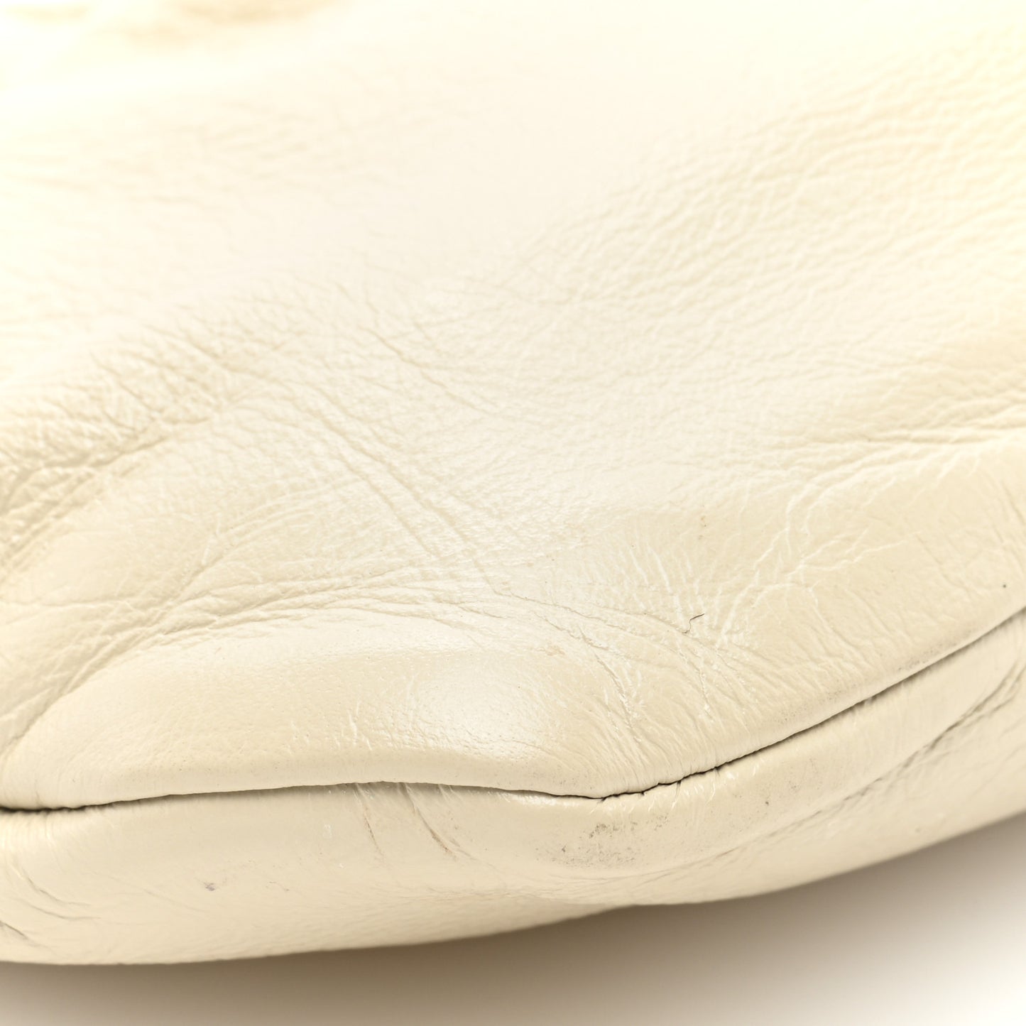 Calfskin Pac Pac Ruched Hobo Winter White