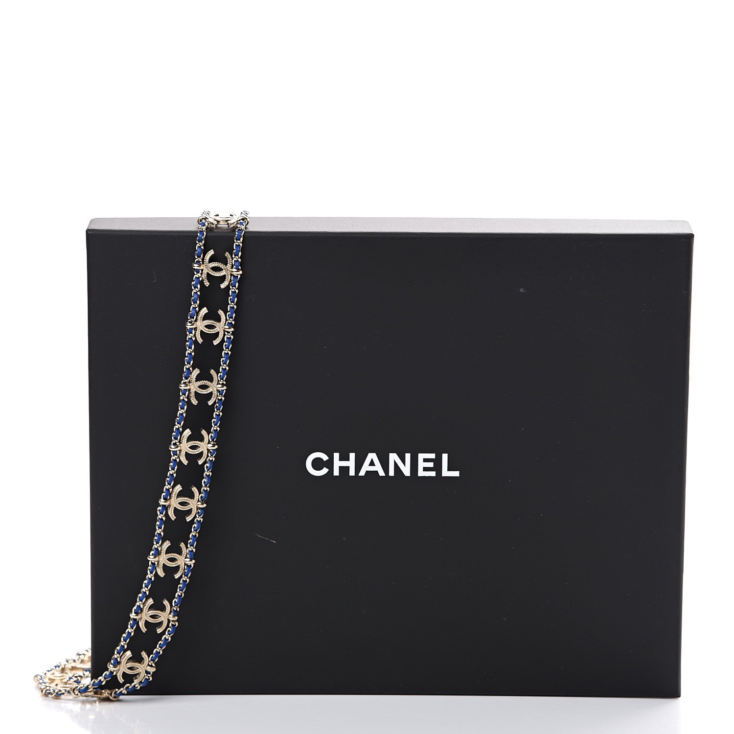 Chanel Calfskin CC Chain Fancy Belt 90 Gold Blue 4 of 4