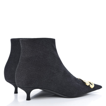 Balenciaga Denim BB Pointy Toe Ankle Booties 38 Black Vintage 4 of 8