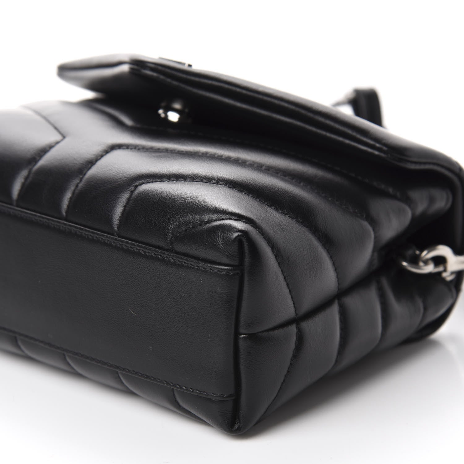 Saint Laurent Calfskin Y Quilted Monogram Toy Loulou Crossbody Bag Black 7 of 13