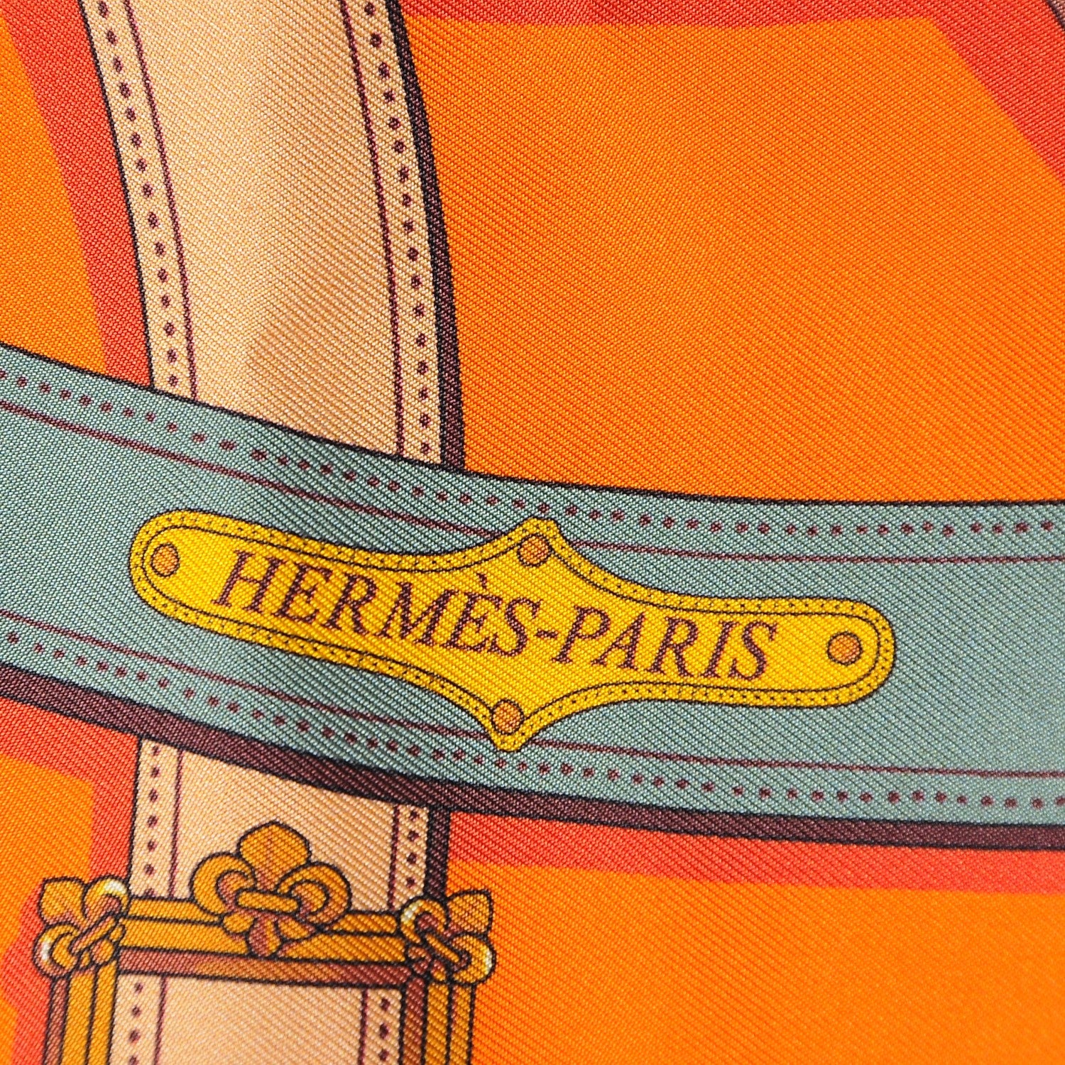 Hermes Silk Cavalcadour Maxi Twilly Orange Argile Bouton D'Or 5 of 6