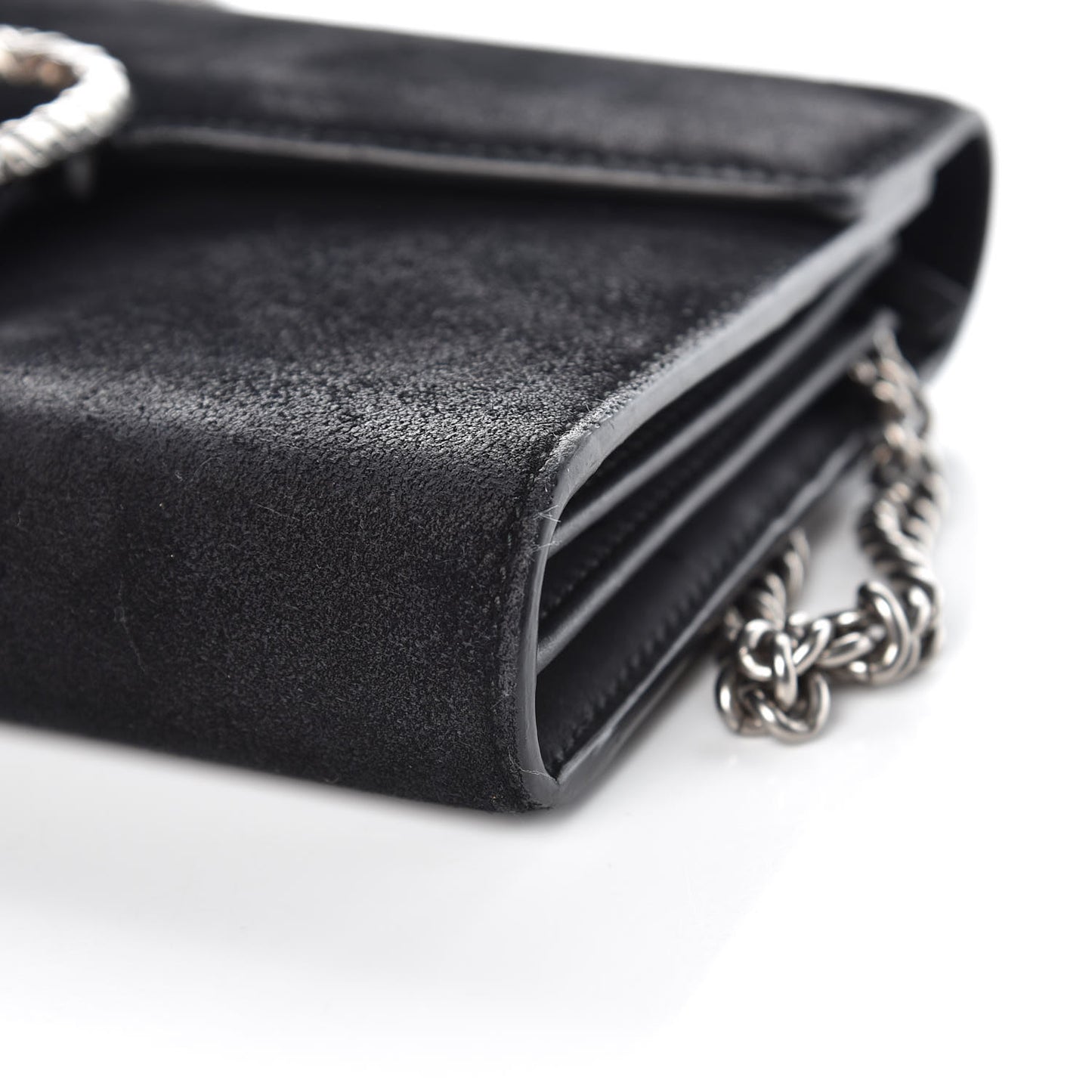 Suede Mini Dionysus Chain Wallet Black