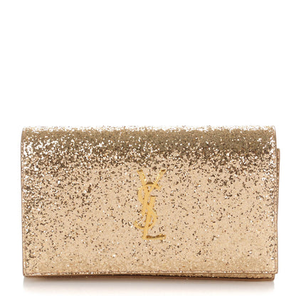 Saint Laurent Glitter Galactica Monogram Chain Wallet Platino 1 of 7