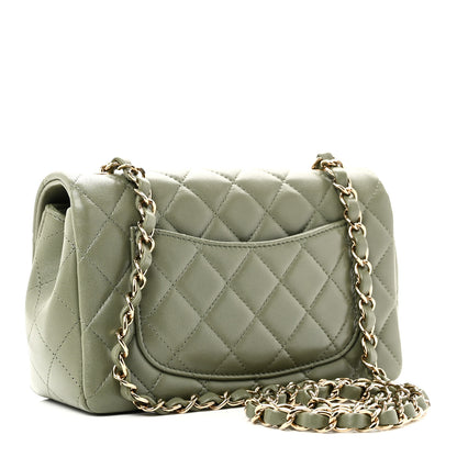 Chanel Lambskin Quilted Mini Rectangular Flap Green 3 of 11