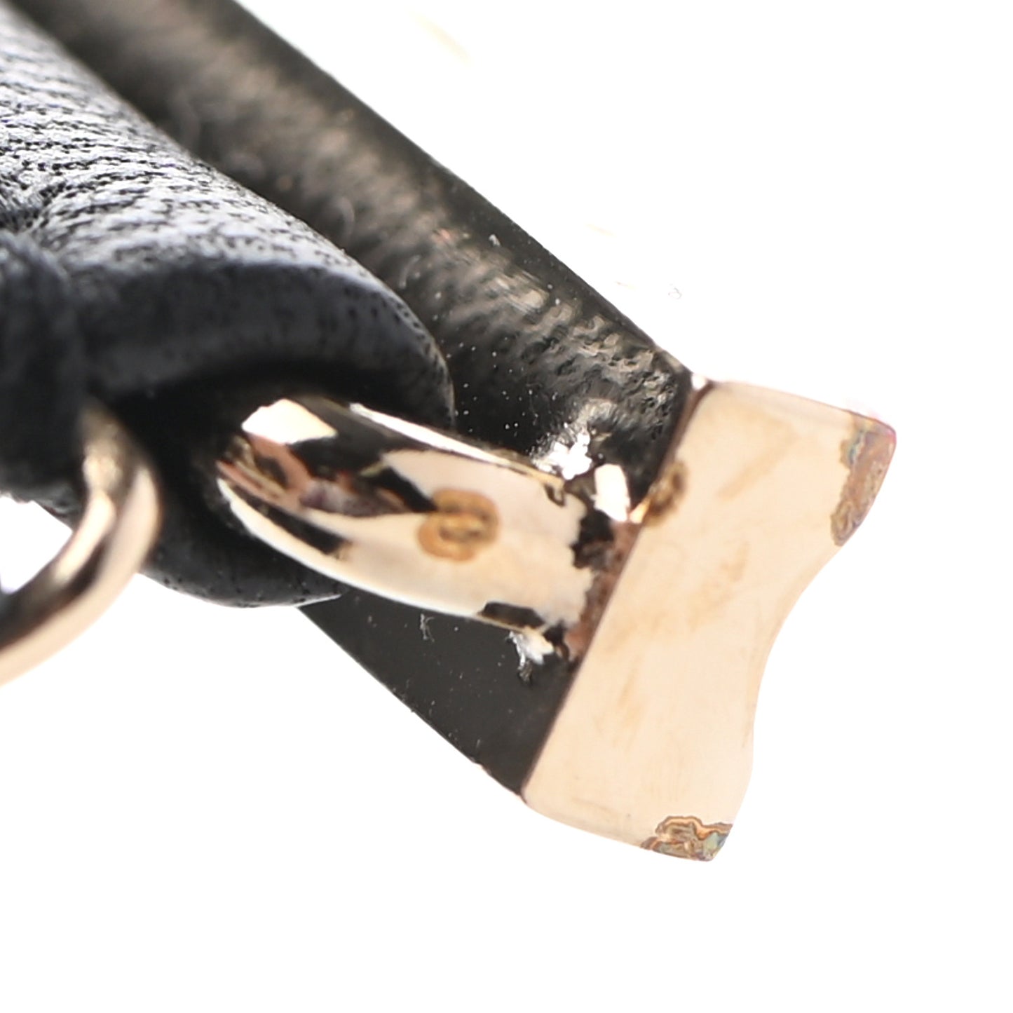 Lambskin Chain CC Cuff Bracelet Black Gold