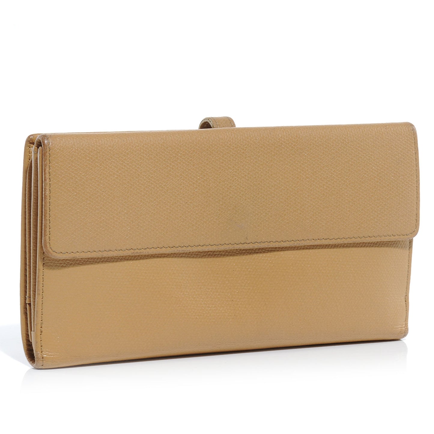 Leather Clutch Wallet Beige