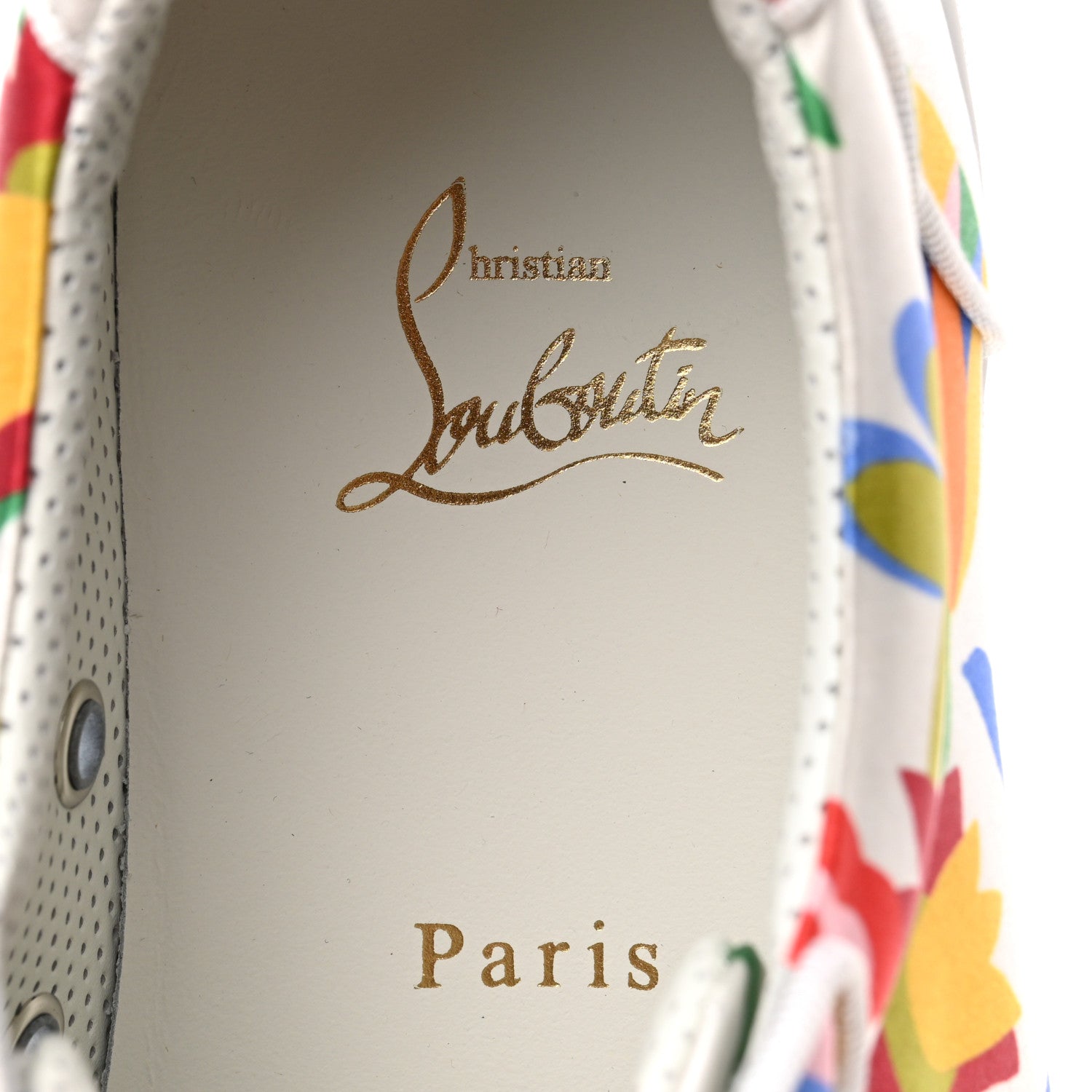 Christian Louboutin Satin Vieira Print Womens Orlato Flat Sneakers 40 White Multicolor 7 of 7