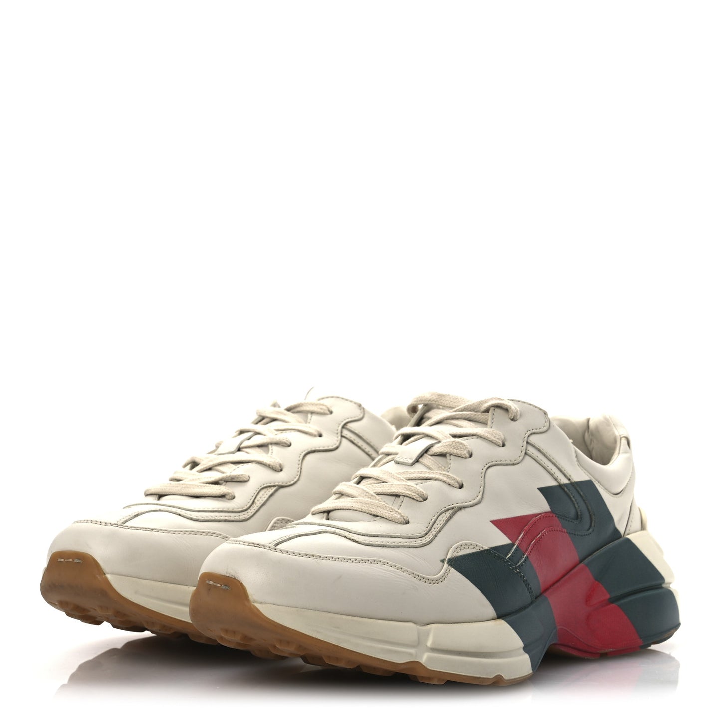 Calfskin Web Printed Mens Rhyton Sneakers 10 Mystic White