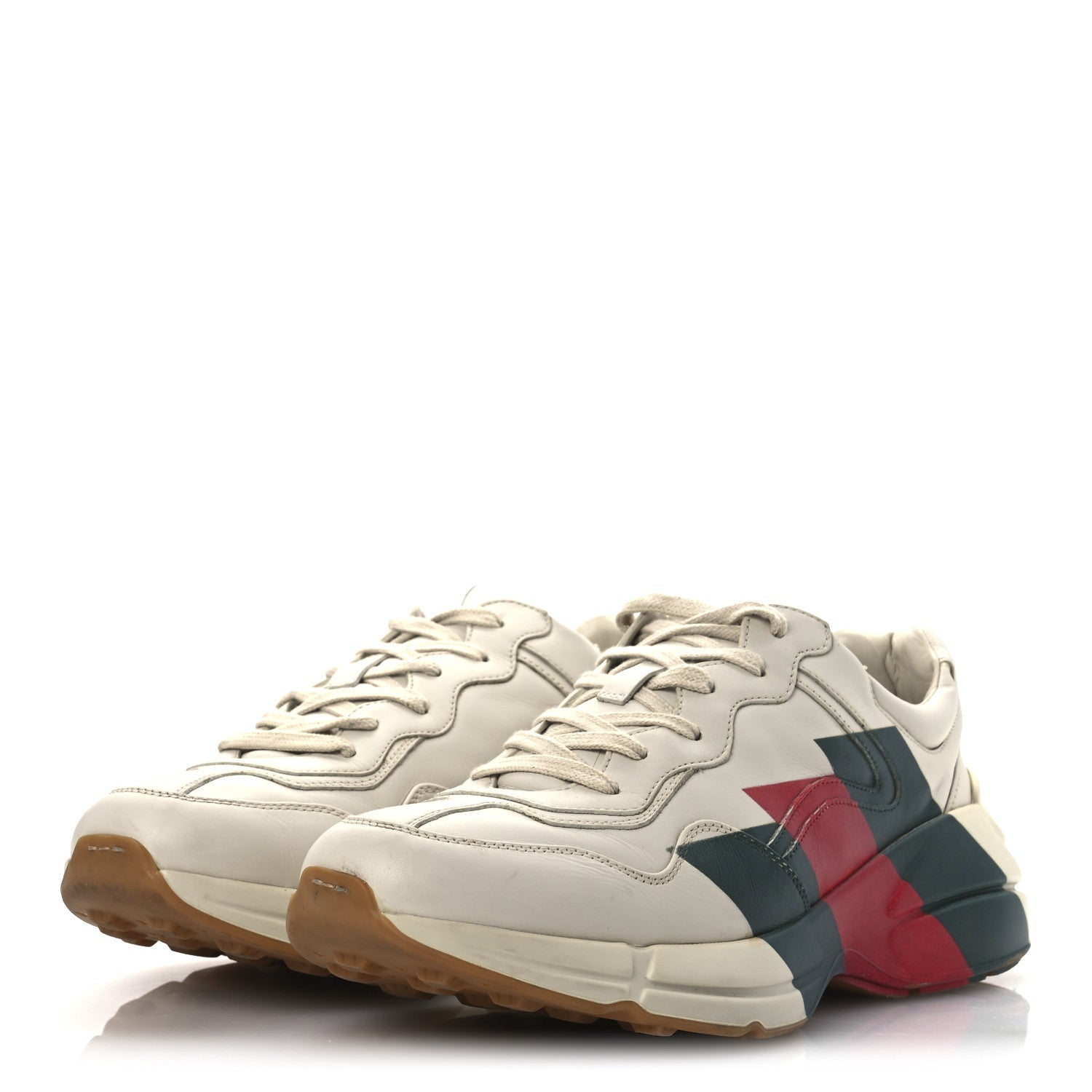 Gucci Calfskin Web Printed Mens Rhyton Sneakers 10 Mystic White 4 of 16