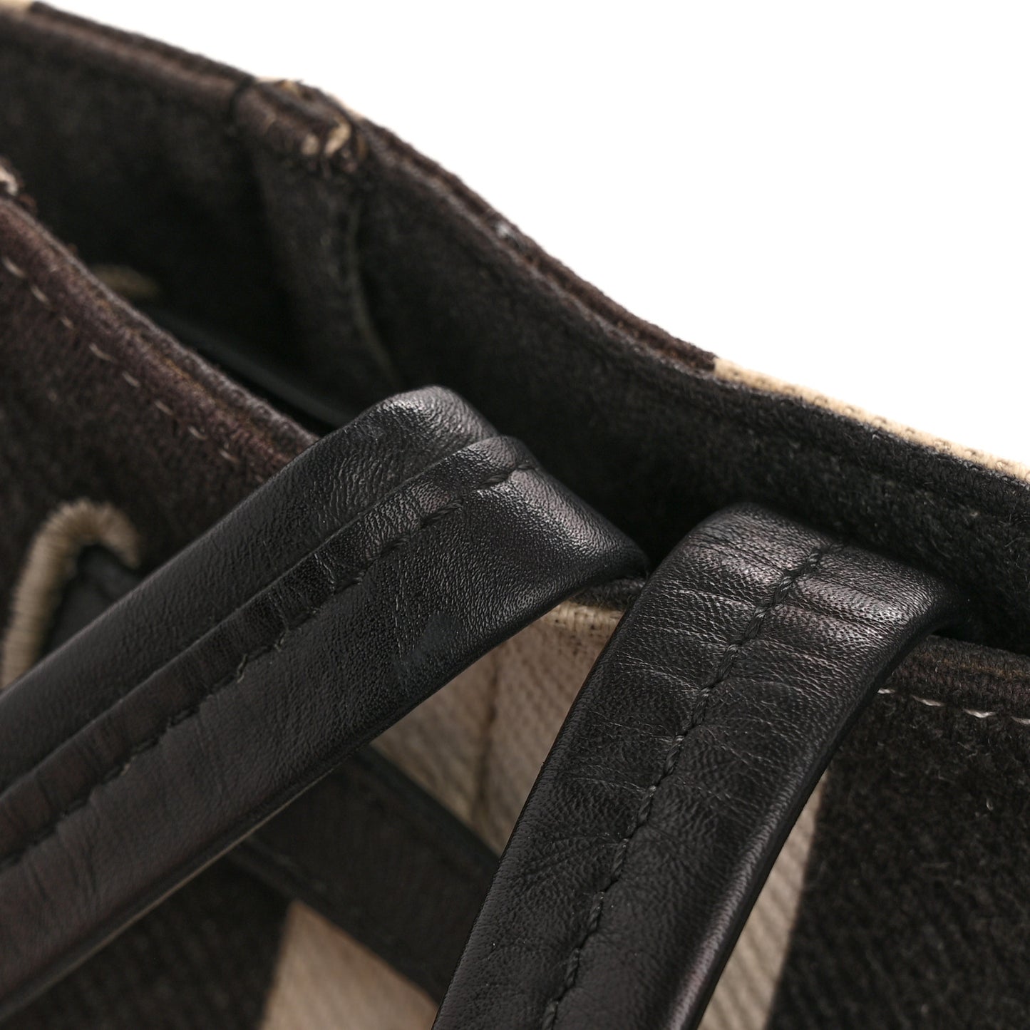 Canvas Striped Medium Belt Cabas Phantom Black White