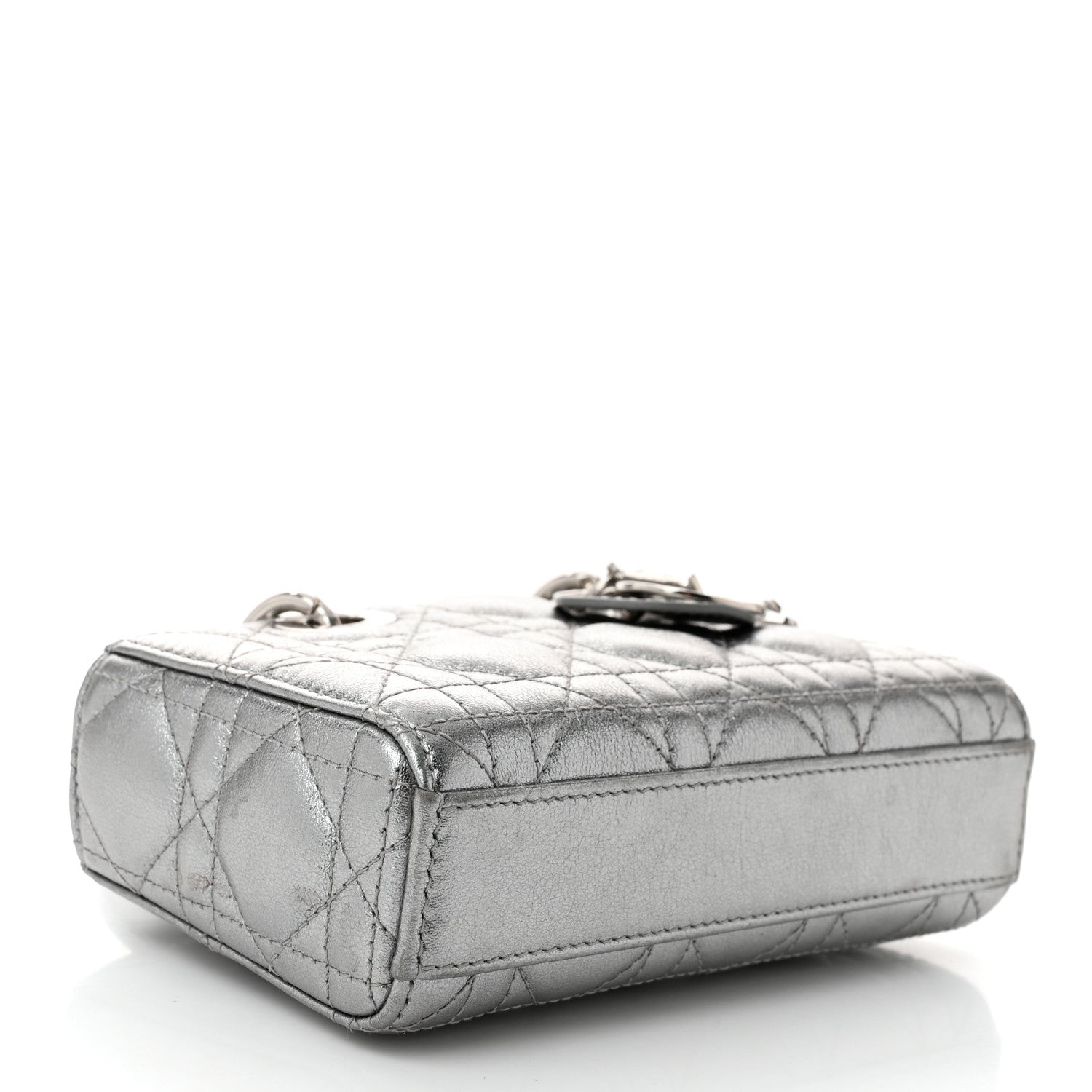Christian Dior Metallic Lambskin Cannage Micro Lady D-Joy Silver 4 of 11