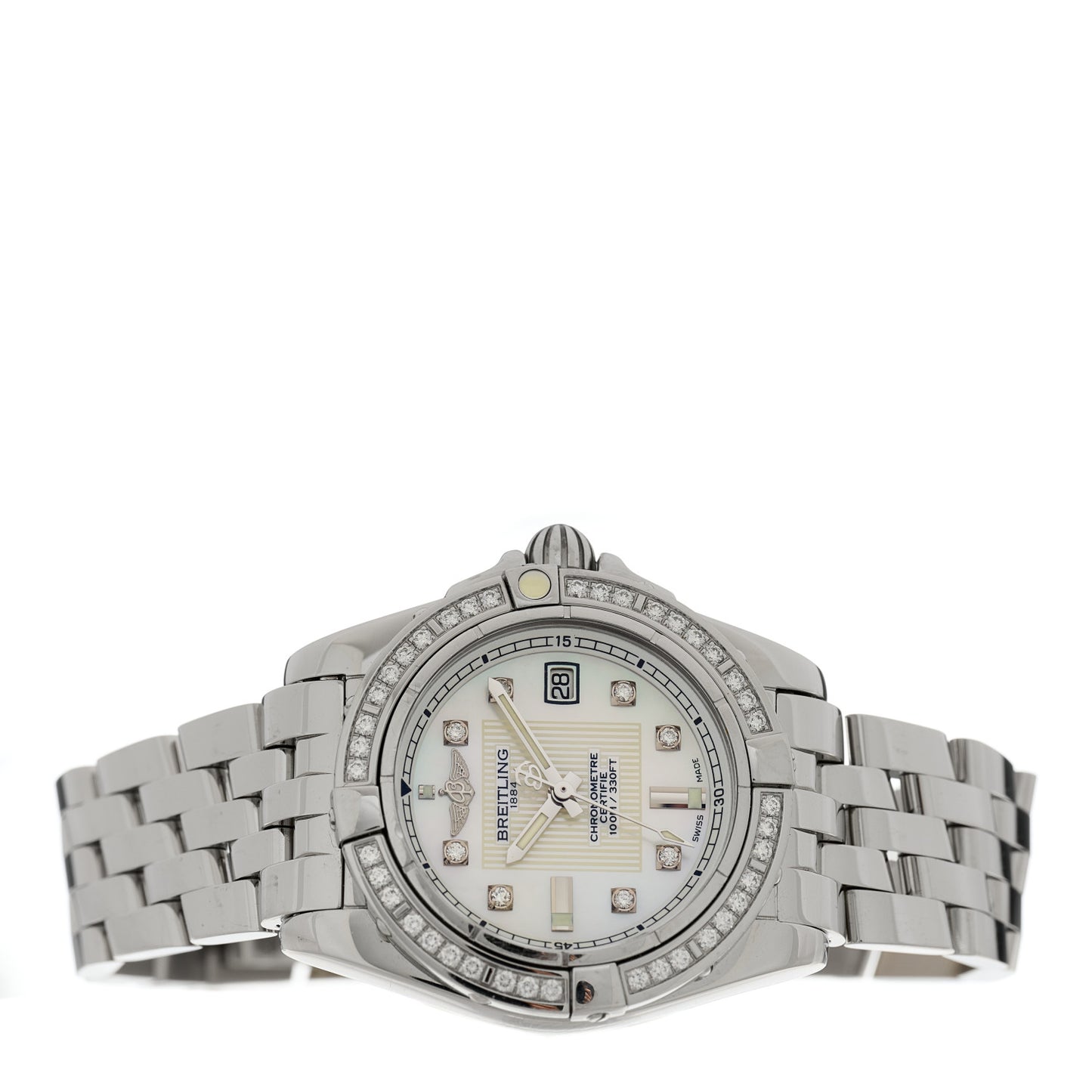 Stainless Steel Diamond Mother of Pearl 32mm Lady Cockpit Quartz Watch A71356