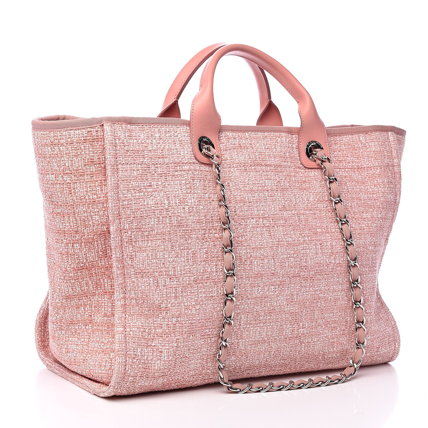 Chanel Straw Lurex Large Deauville Tote Pink 3 of 14
