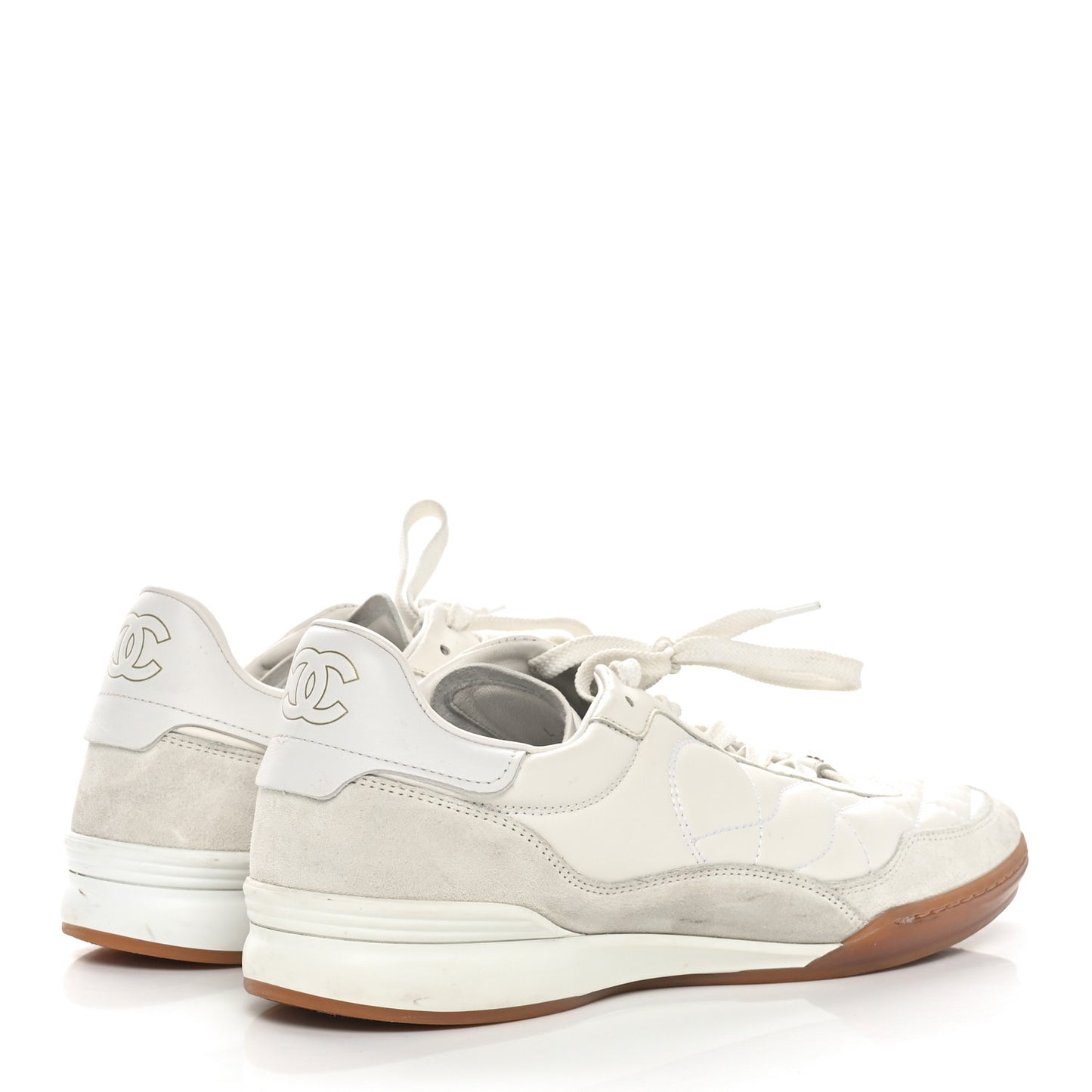 Suede Calfskin Quilted Sneakers 40 White