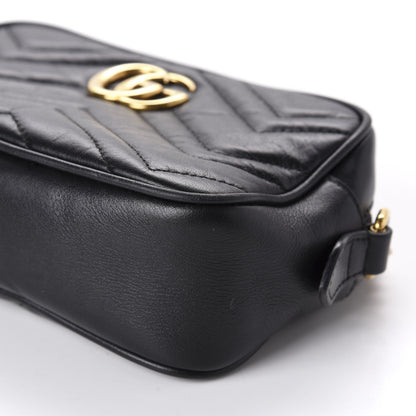 Gucci Calfskin Matelasse Mini GG Marmont Chain Shoulder Bag Black 7 of 14