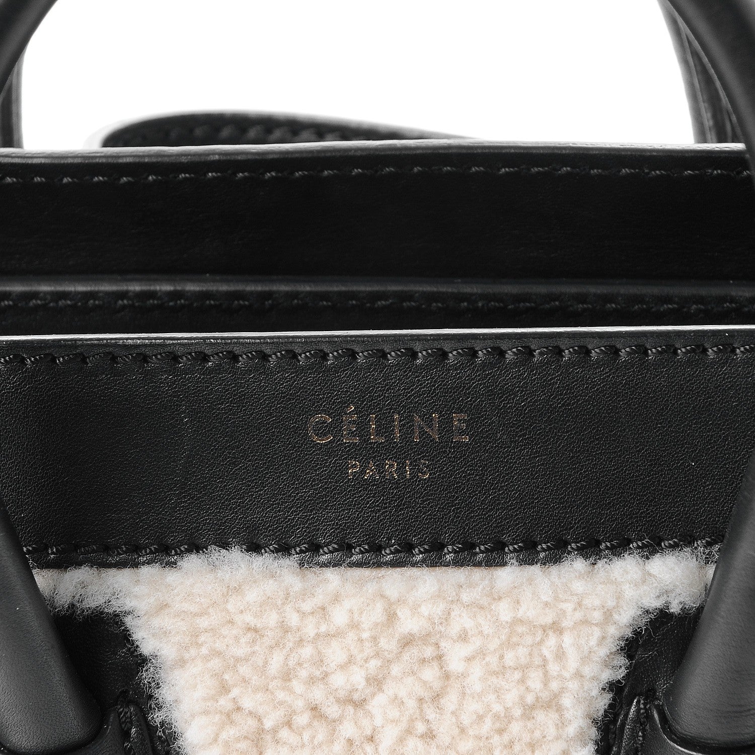 Celine Smooth Calfskin Shearling Nano Luggage Cream 6 of 11