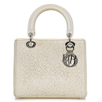 Christian Dior Laced Calfskin Medium Lady Dior Off White 1 of 12