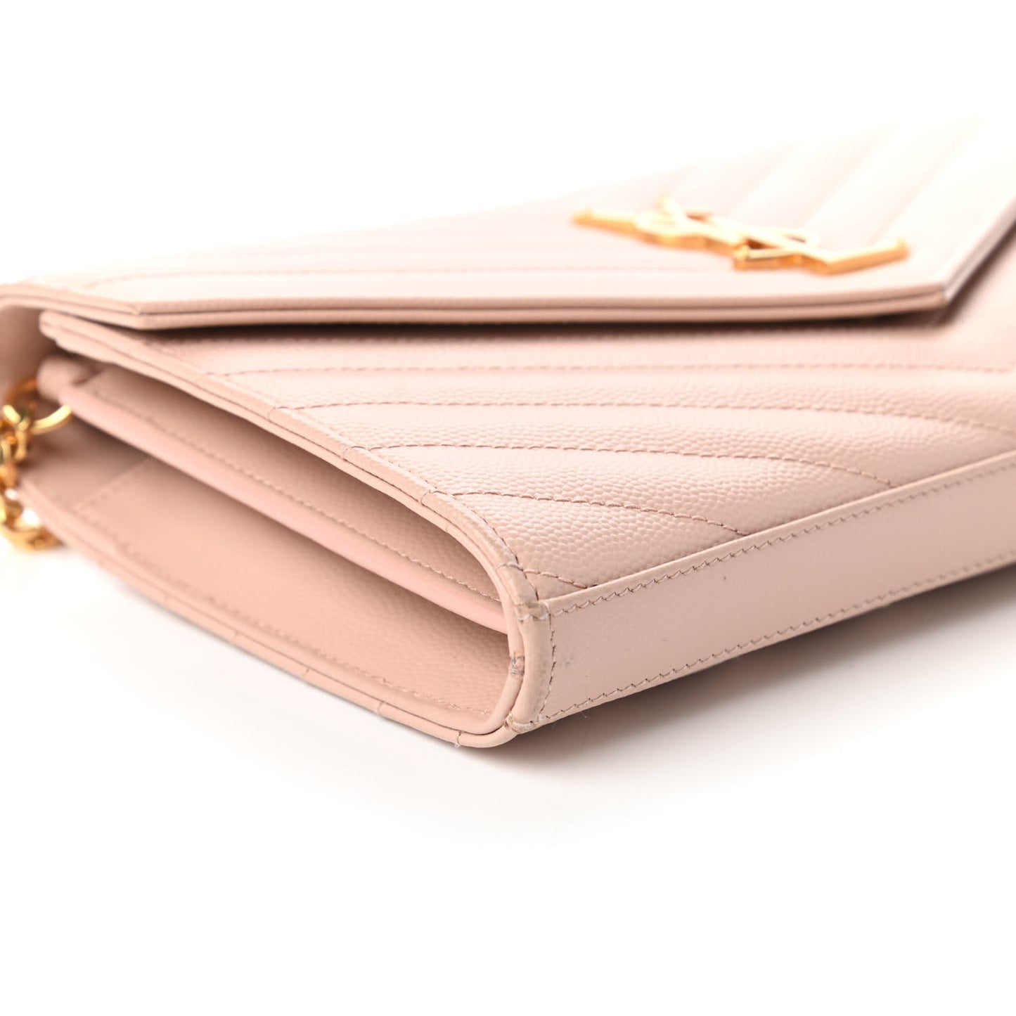Grain De Poudre Matelasse Chevron Monogram Chain Wallet Pale Pink