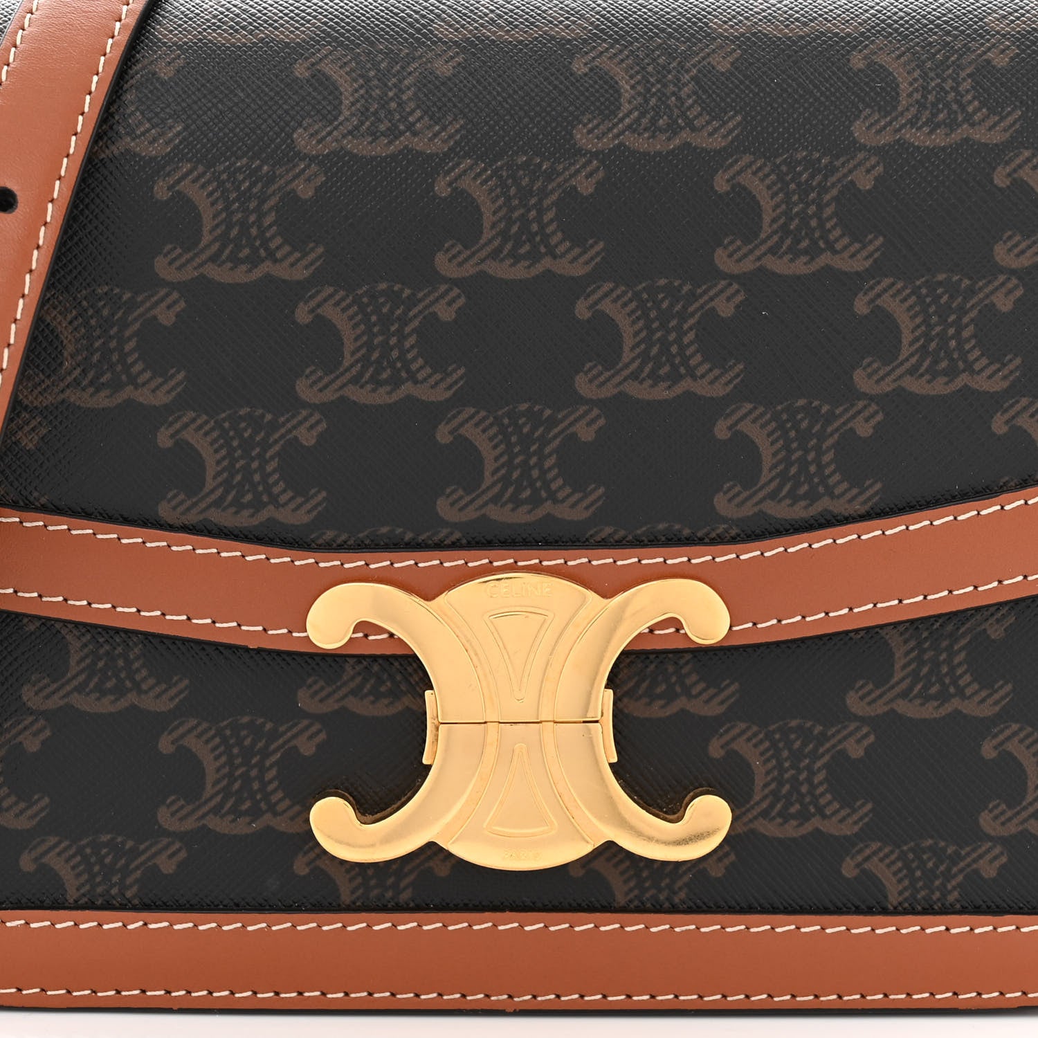 Celine Calfskin Triomphe Canvas Teen Triomphe Bag Tan 8 of 11