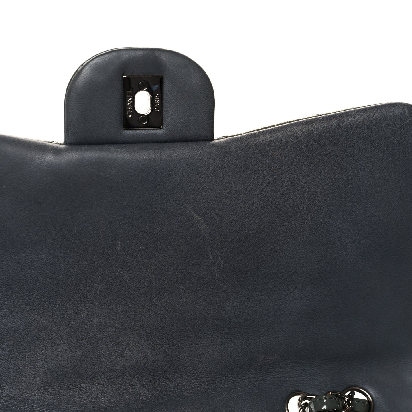 Patent Quilted Jumbo Single Flap Green