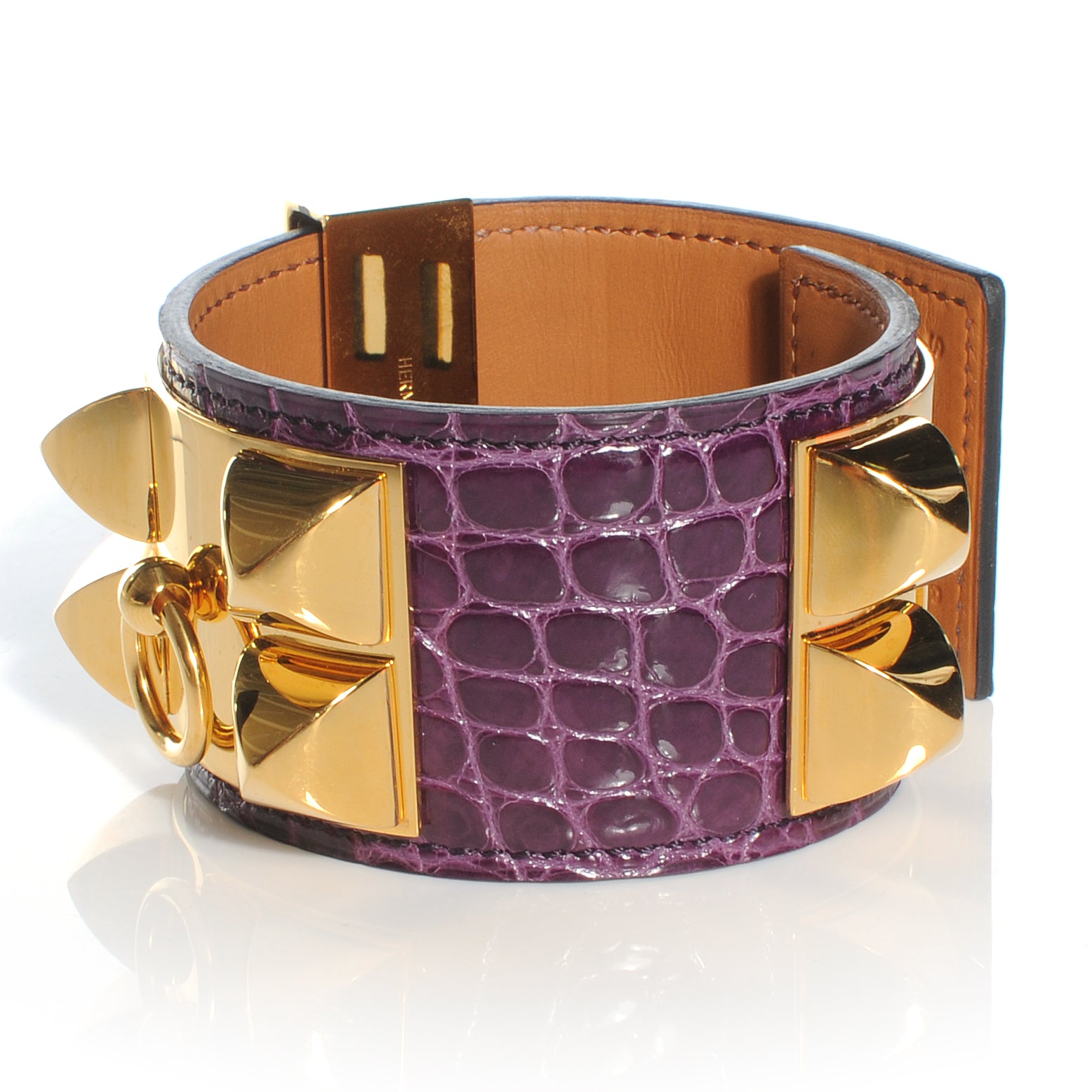 Hermes Alligator Collier De Chien CDC Bracelet Small Amethyst 5 of 7