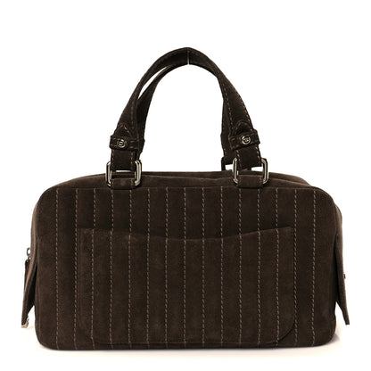 Chanel Suede Vertical Quilted Bowler Brown 1 of 11