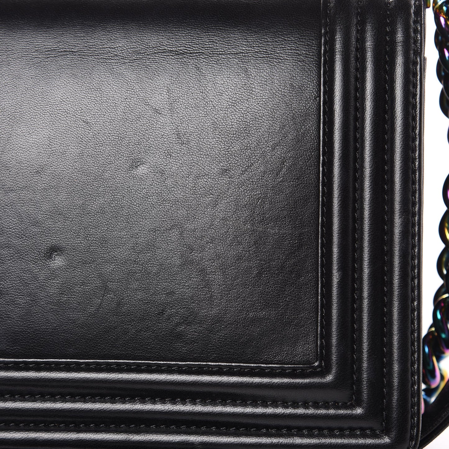 Lambskin LED Iridescent Metal Medium Boy Flap Black Multicolor
