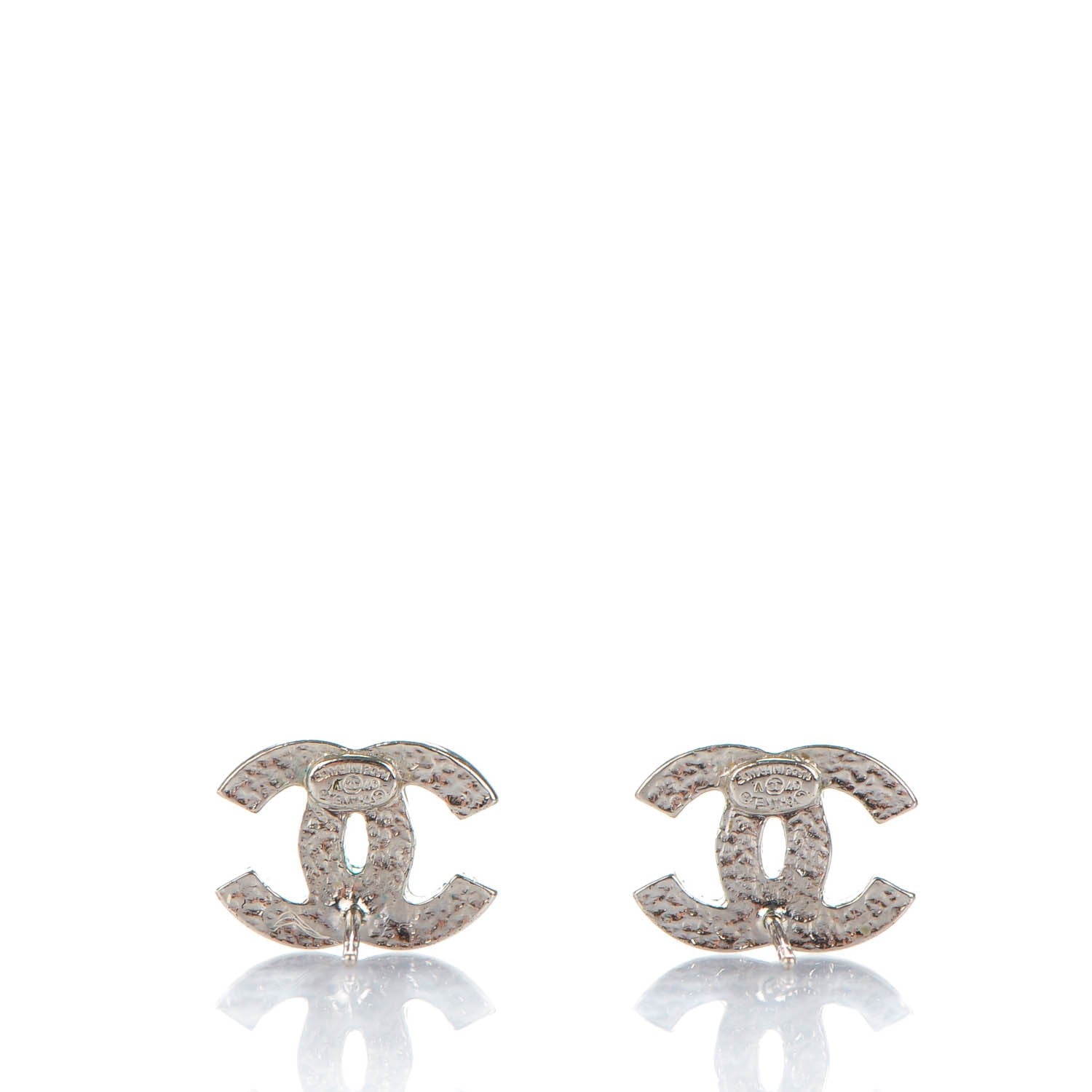 Chanel Crystal Timeless CC Earrings Silver 3 of 5