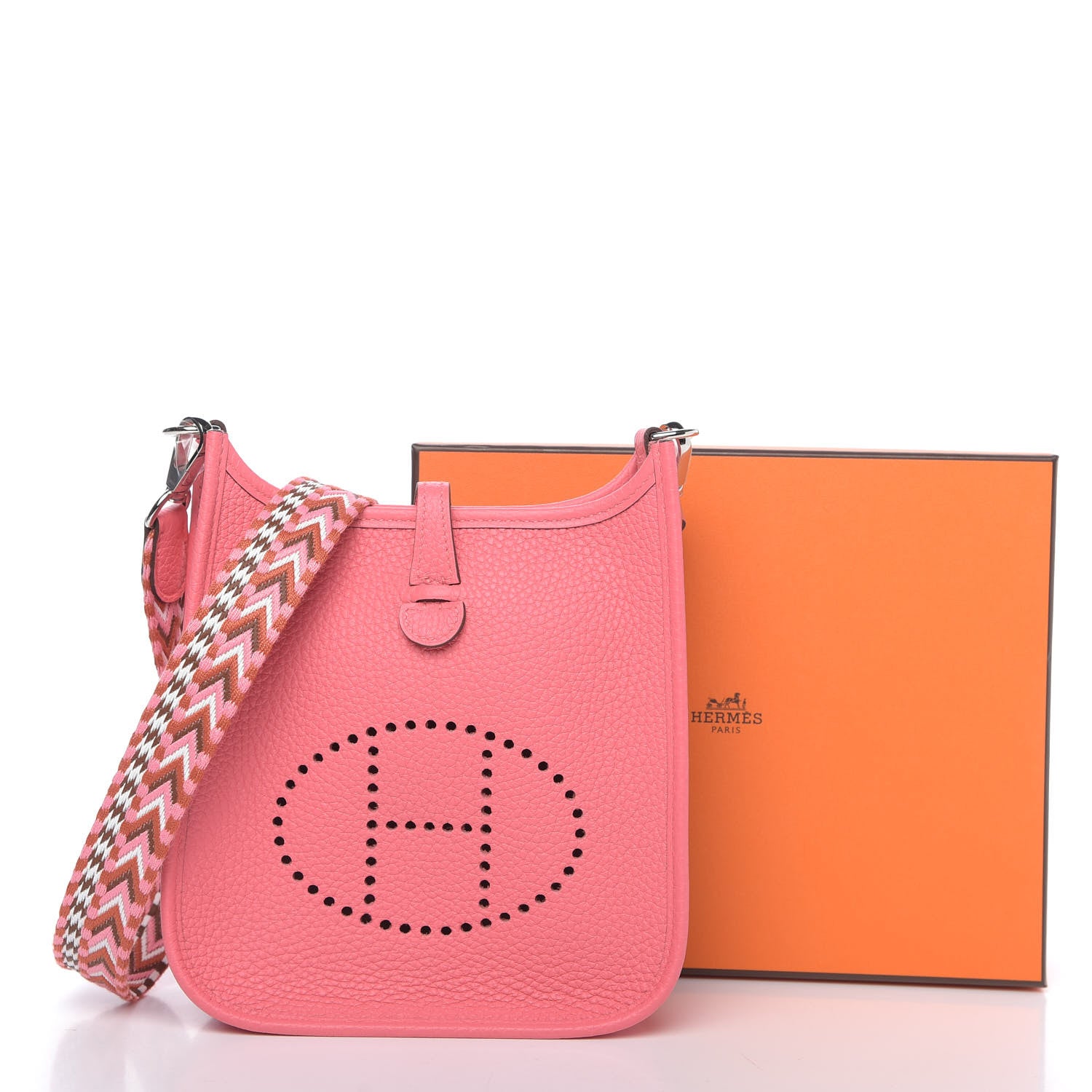 Hermes Taurillon Clemence Allegro Evelyne TPM Rose Azalee Rose Confetti 10 of 10